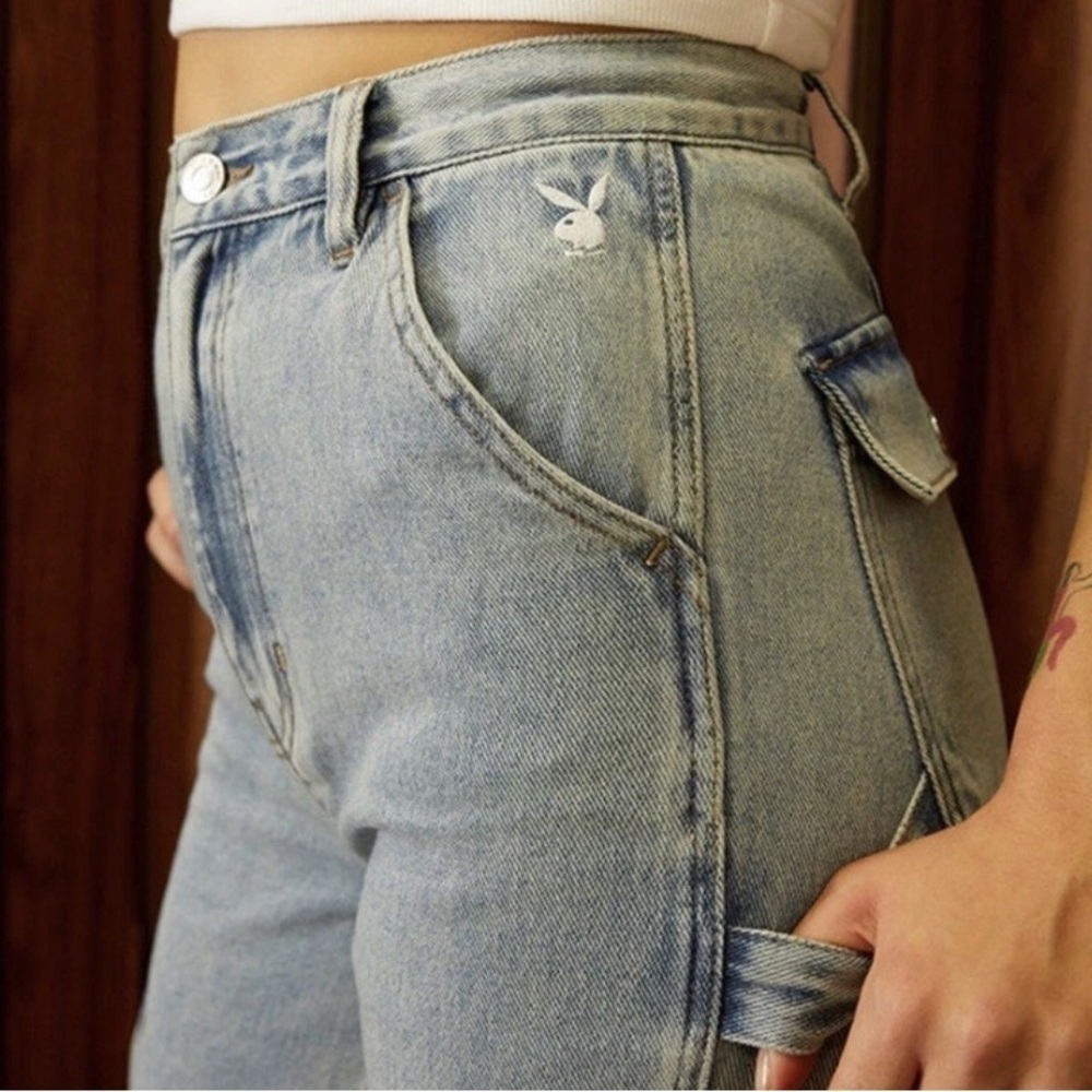Playboy By Pacsun Jeans Womens 22(xxs) Blue Boyfriend High Rise Distressed - Picture 2 of 11